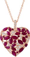 EFFY 14K Rose Gold Ruby Heart of Romance Pendant