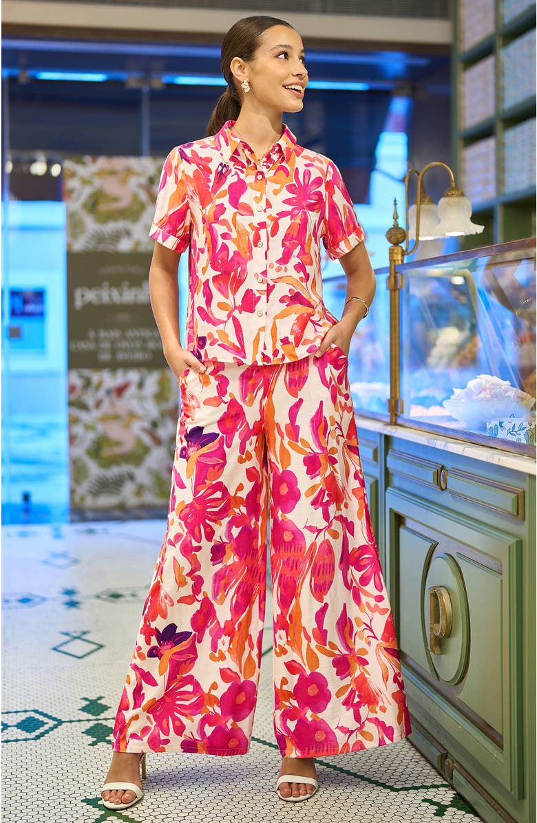 Yumi Abstract Floral Shirt, Alternate, color, Pink