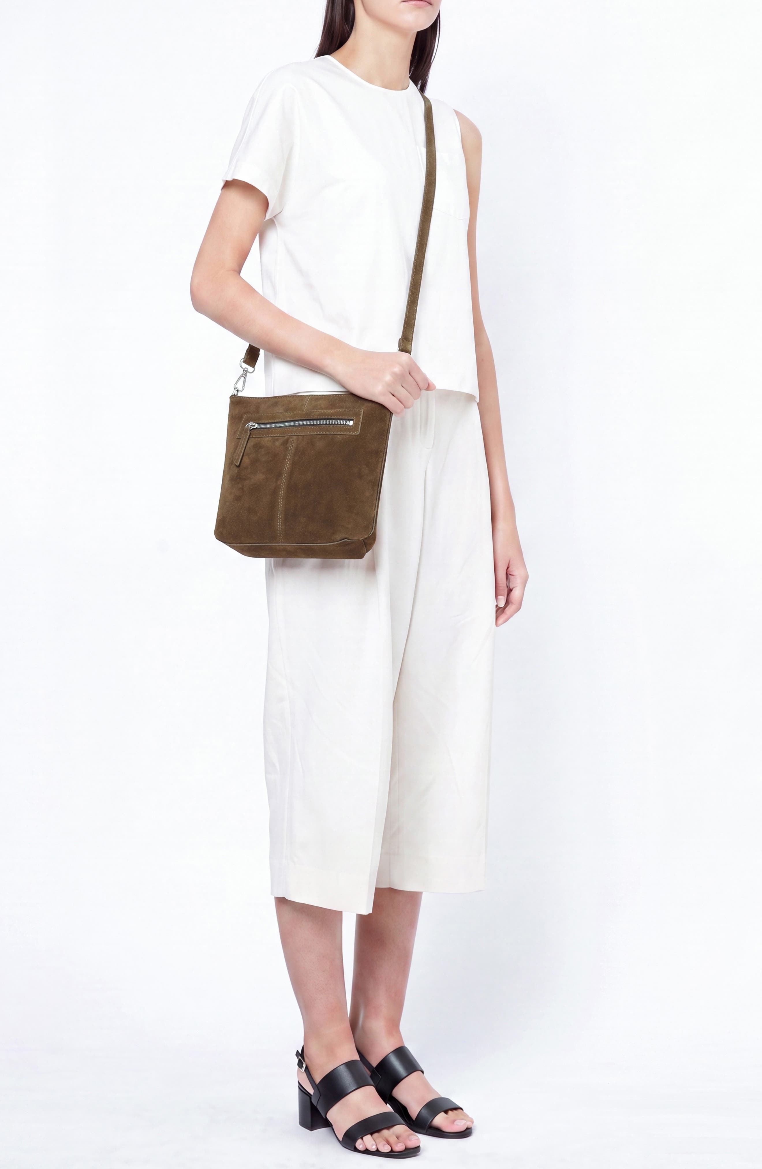 Elizabeth Suede Leather Crossbody Bag, Alternate, color, PALM