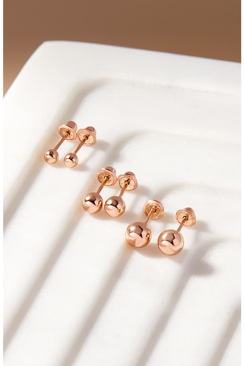 14k Classic Ball Earrings, Alternate, color, Rose Gold