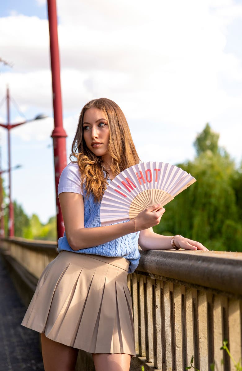 Fisura I'm Hot Foldable Hand Fan, Alternate, color, Beige