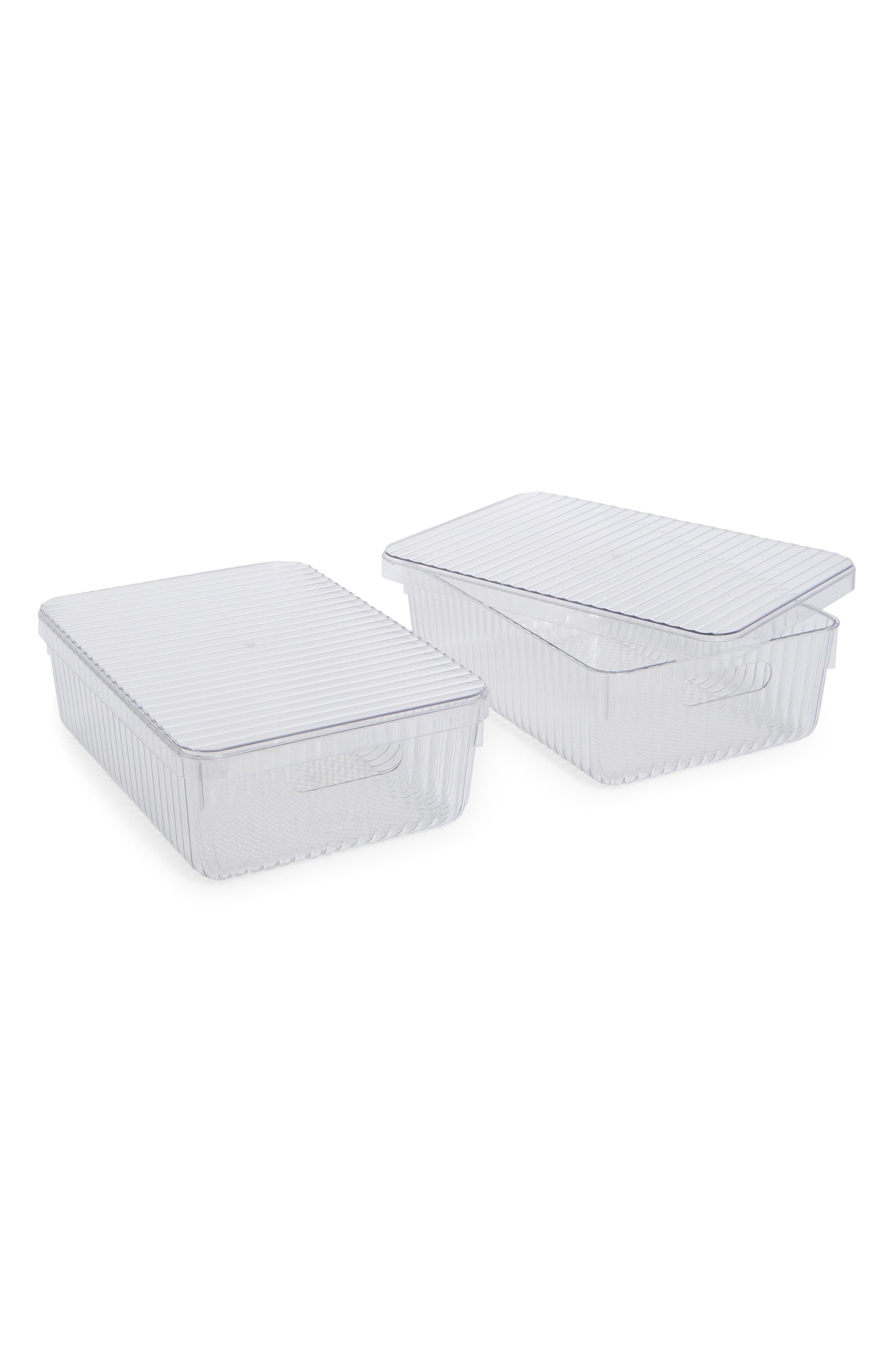 Set of 2 Ribbed Storage Bins