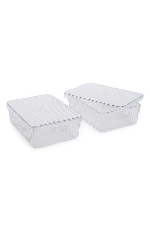 Set of 2 Ribbed Storage Bins