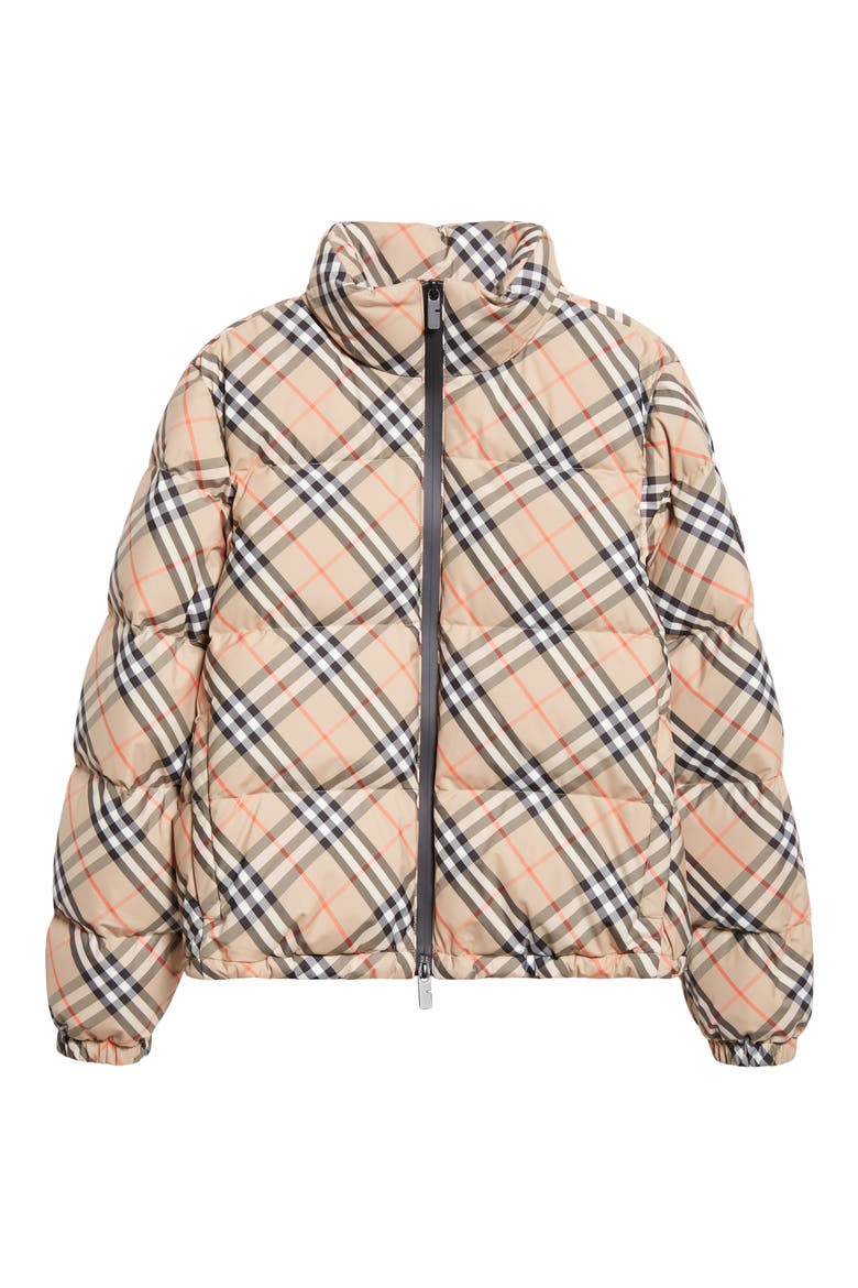 Ambleside Check Quilted Down Puffer Jacket, Alternate, color, SAND IP CHECK
