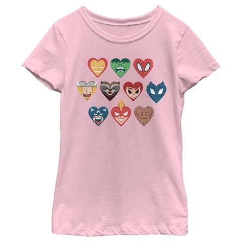 Girl's Marvel Superhero Hearts  Graphic T-Shirt