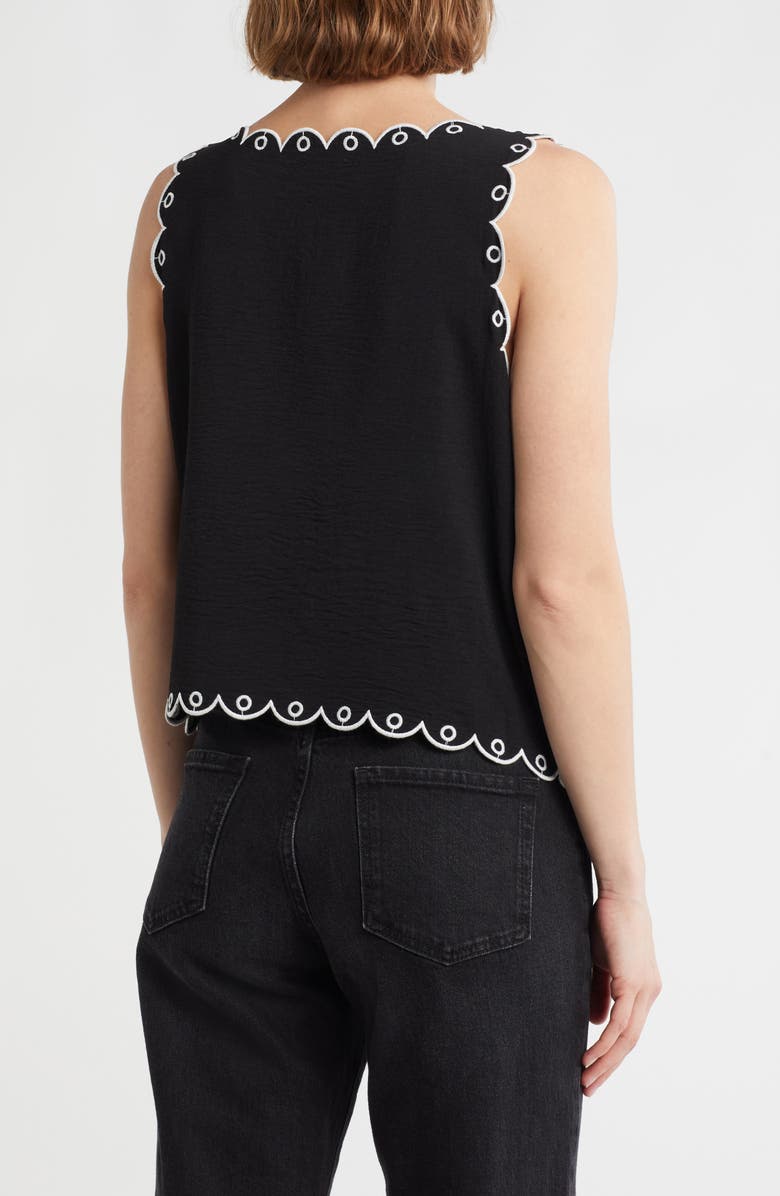 Adrianna Papell Floral Embroidered Crop Tank, Alternate, color, Black/ Ivory