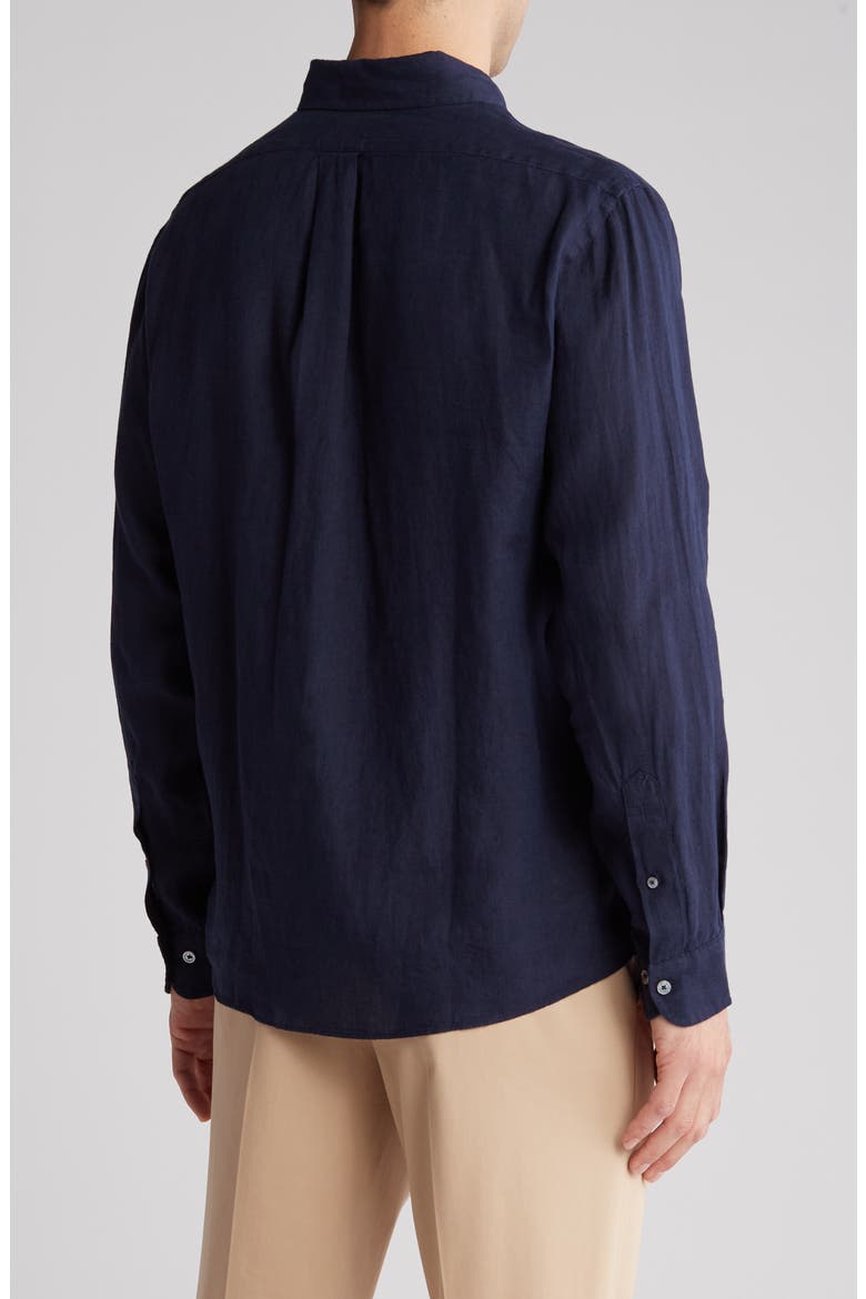 Regular Fit Linen Dress Shirt, Alternate, color, NAVY