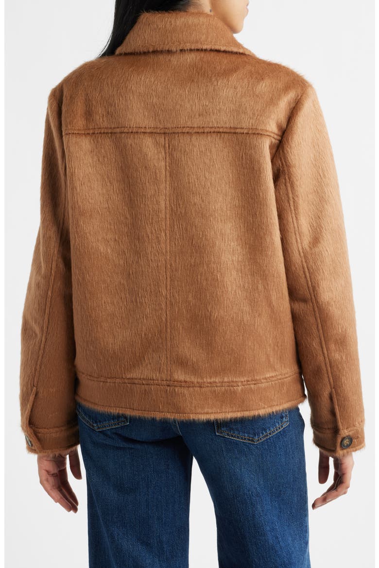Faux Calf Hair Trucker Jacket, Alternate, color, CAMEL
