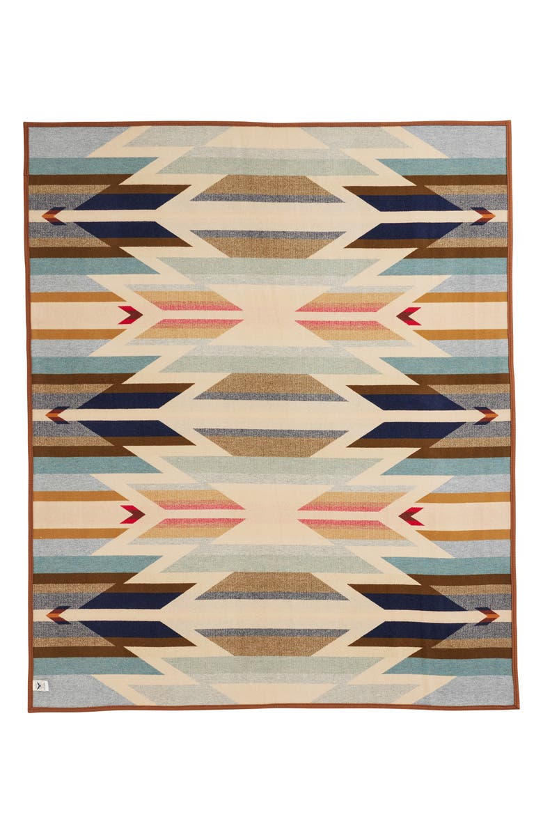 Pendleton Jacquard Unnapped Wool Blend Blanket, Alternate, color, Wyeth Trail