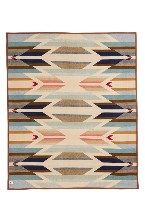 Pendleton Jacquard Unnapped Wool Blend Blanket In Brown
