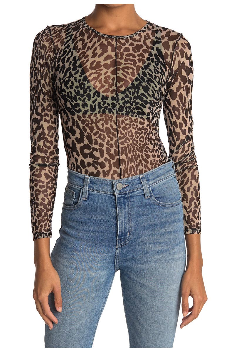 Socialite Printed Long Sleeve Mesh Top, Main, color, 