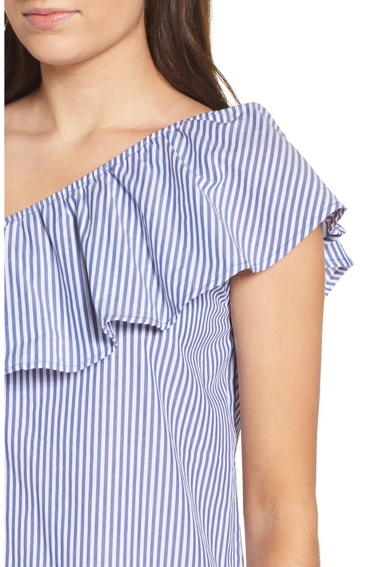 One-Shoulder Dress, Alternate, color, RAILROAD STRIPE