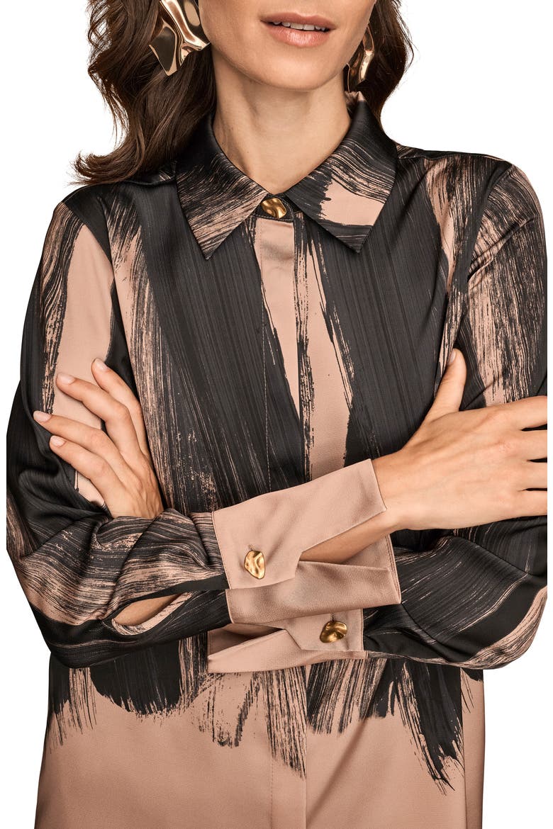 Print Satin Blouse, Alternate, color, FAWN/BLACK