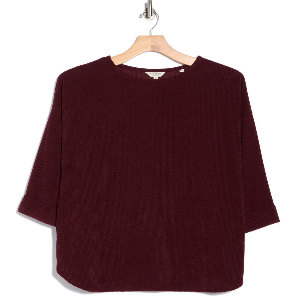 Max Studio Corduroy Knit Top In Burgundy
