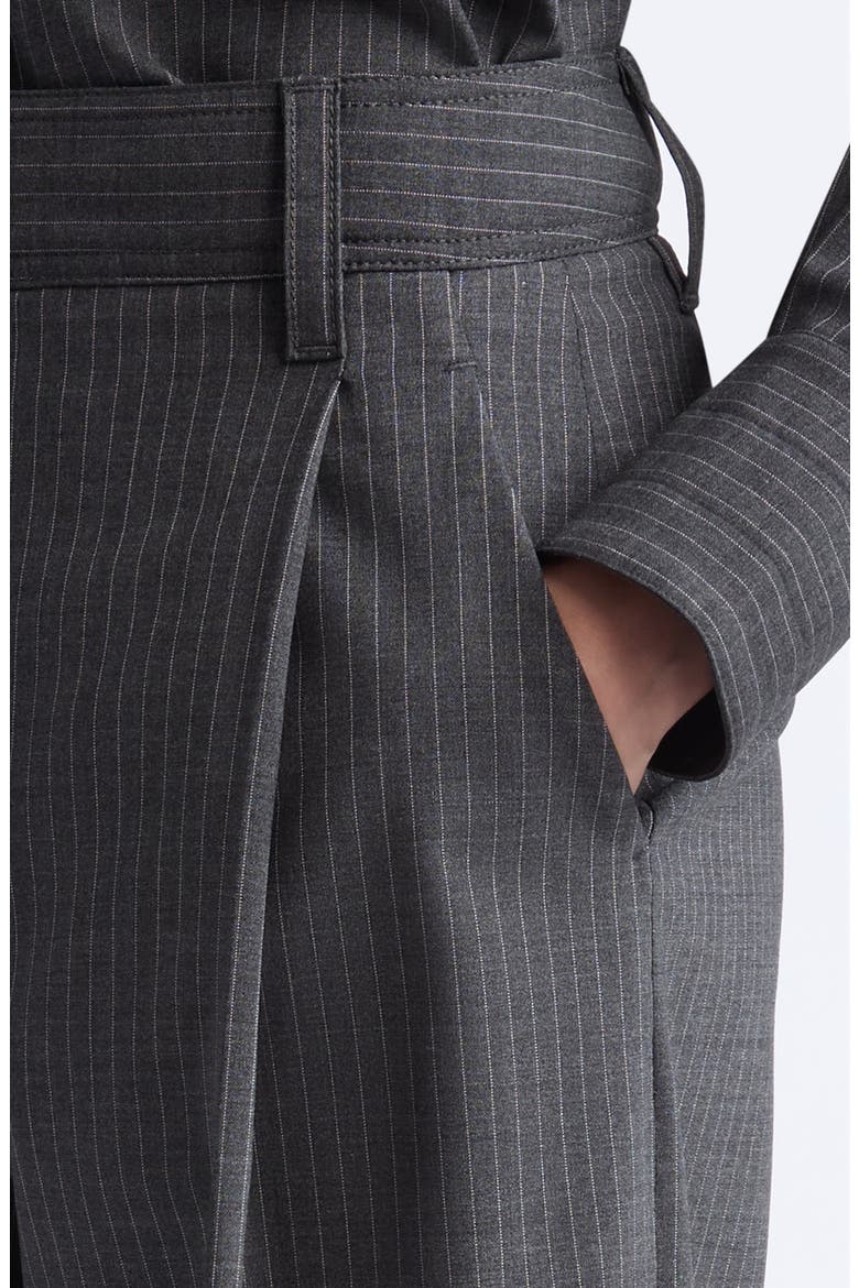 Single Pleat Front Wide Leg Pants, Alternate, color, CHARCOAL STRIPE