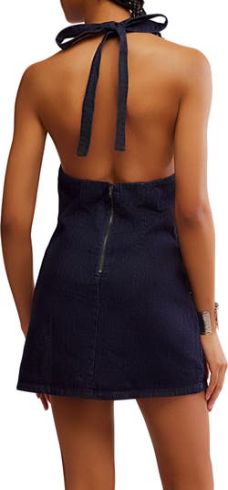 Trevi Denim Halter Minidress