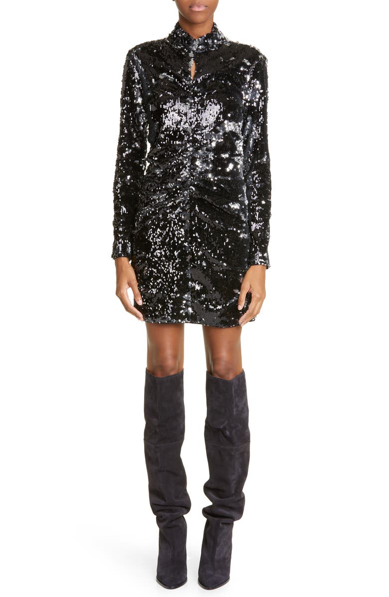 Isabel Marant Marnela Long Sleeve Sequin Minidress, Alternate, color, 