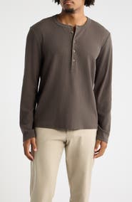 Open Edit Fitted Long Sleeve Stretch Cotton Rib Henley