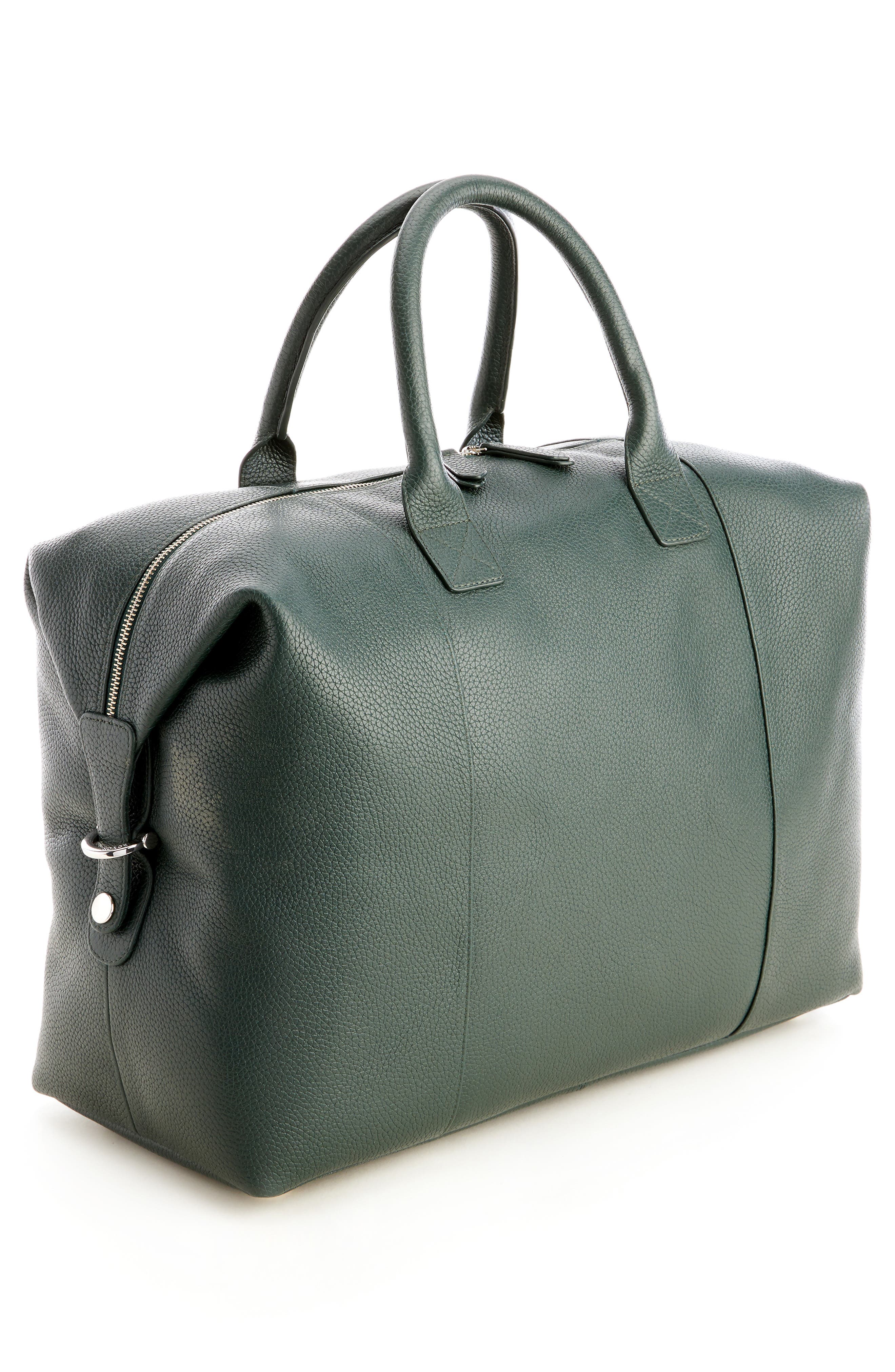 ROYCE New York Weekend Leather Duffle Bag, Alternate, color, Dark Green