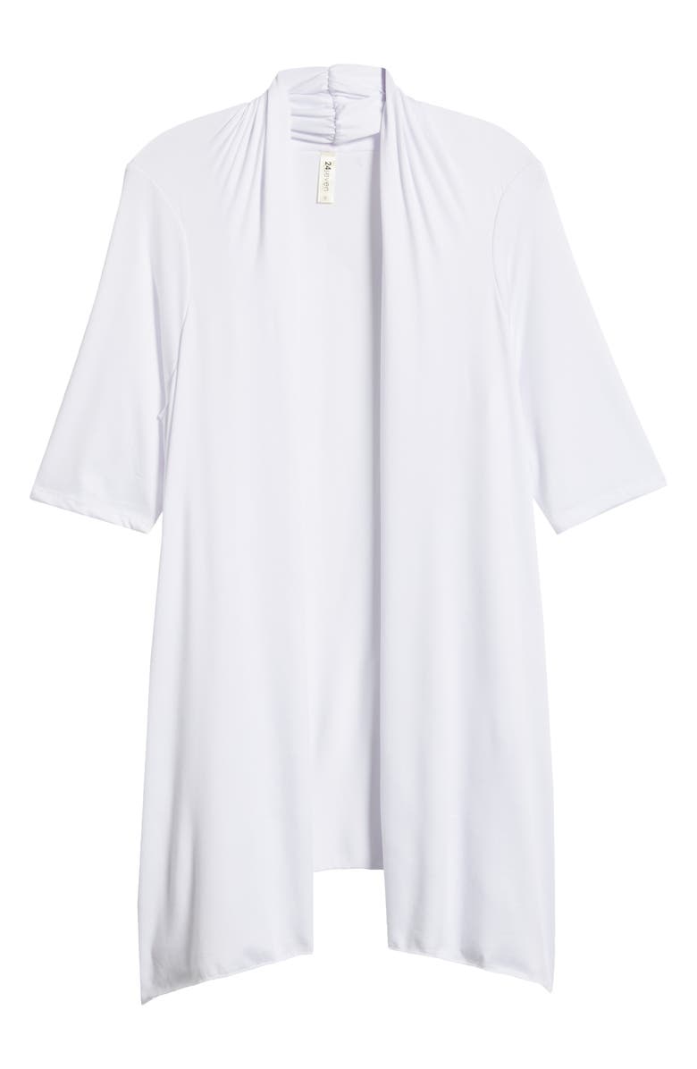 24seven Comfort Apparel Open Front Long Cardigan, Alternate, color, White
