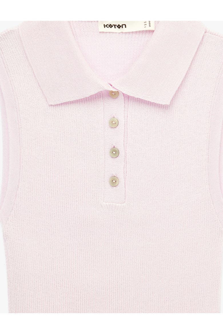 Sleeveless Ribbed Polo Knit Top, Alternate, color, PINK