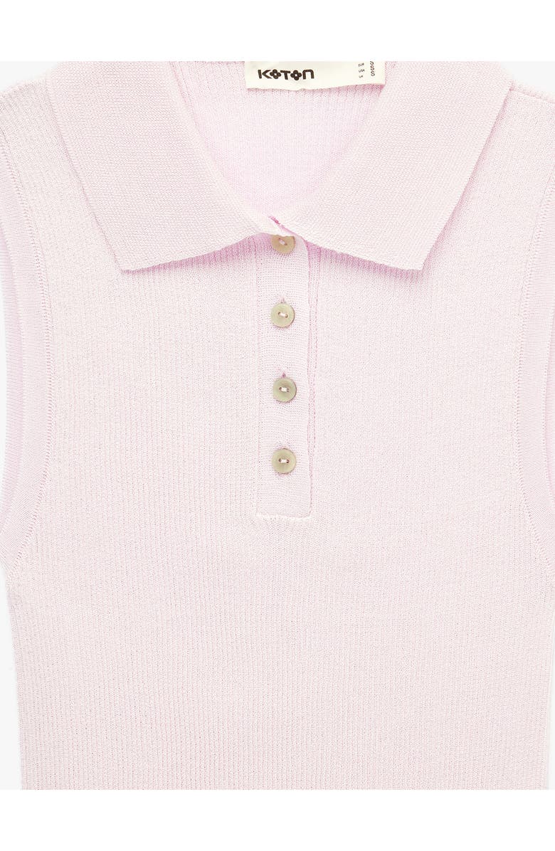Koton Sleeveless Ribbed Polo Knit Top, Alternate, color, Pink