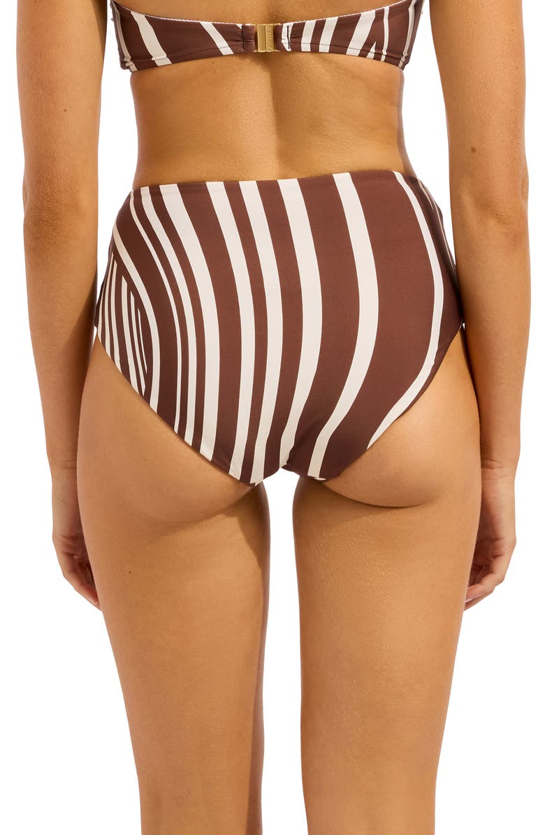 Seafolly High Waist Swim Bottoms, Alternate, color, Cocoa