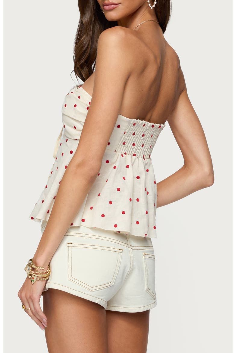 Izzey Dot Strapless Peplum Top, Alternate, color, CREAM
