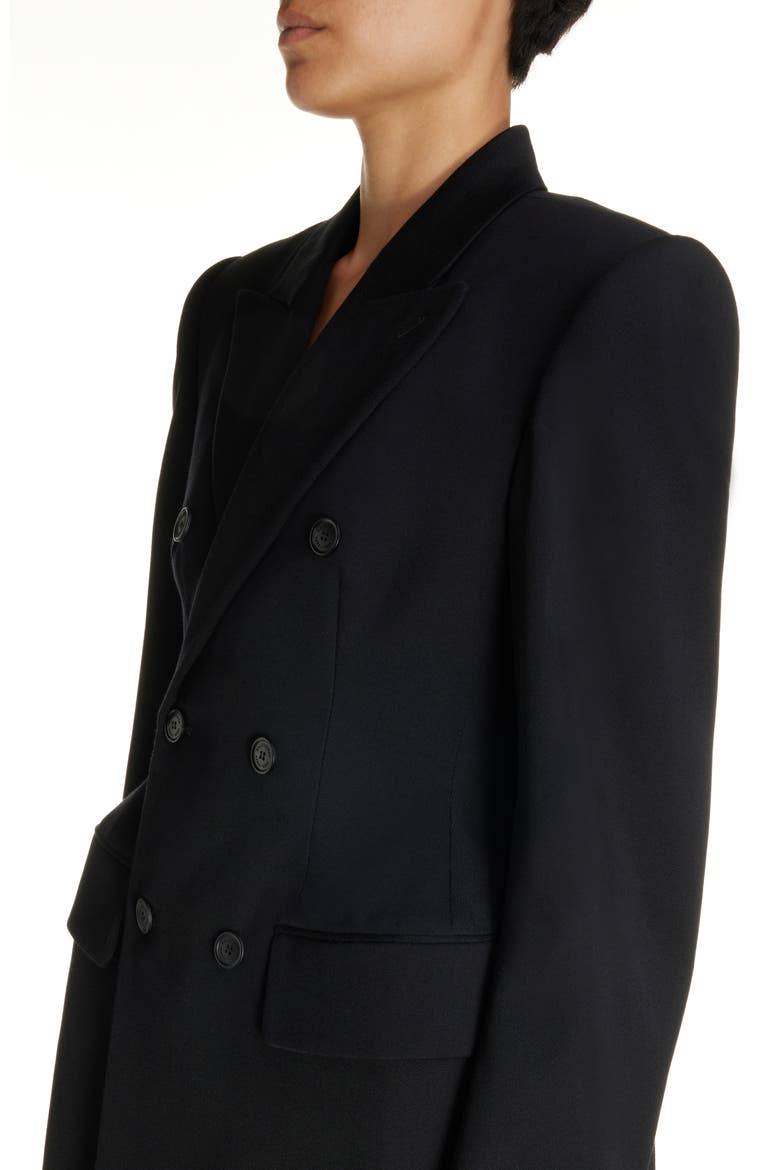 Clinched Hourglass Double Breasted Wool Gabardine Blazer, Alternate, color, BLACK