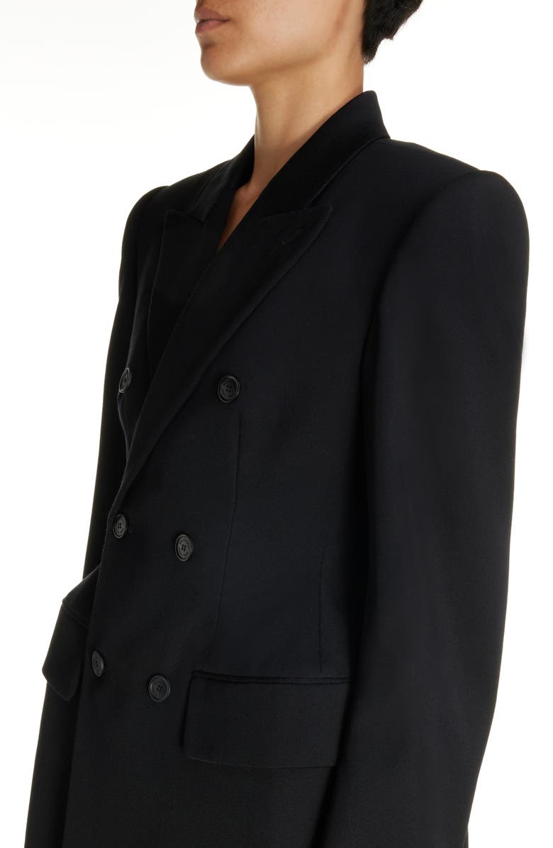 Balenciaga Clinched Hourglass Double Breasted Wool Gabardine Blazer, Alternate, color,