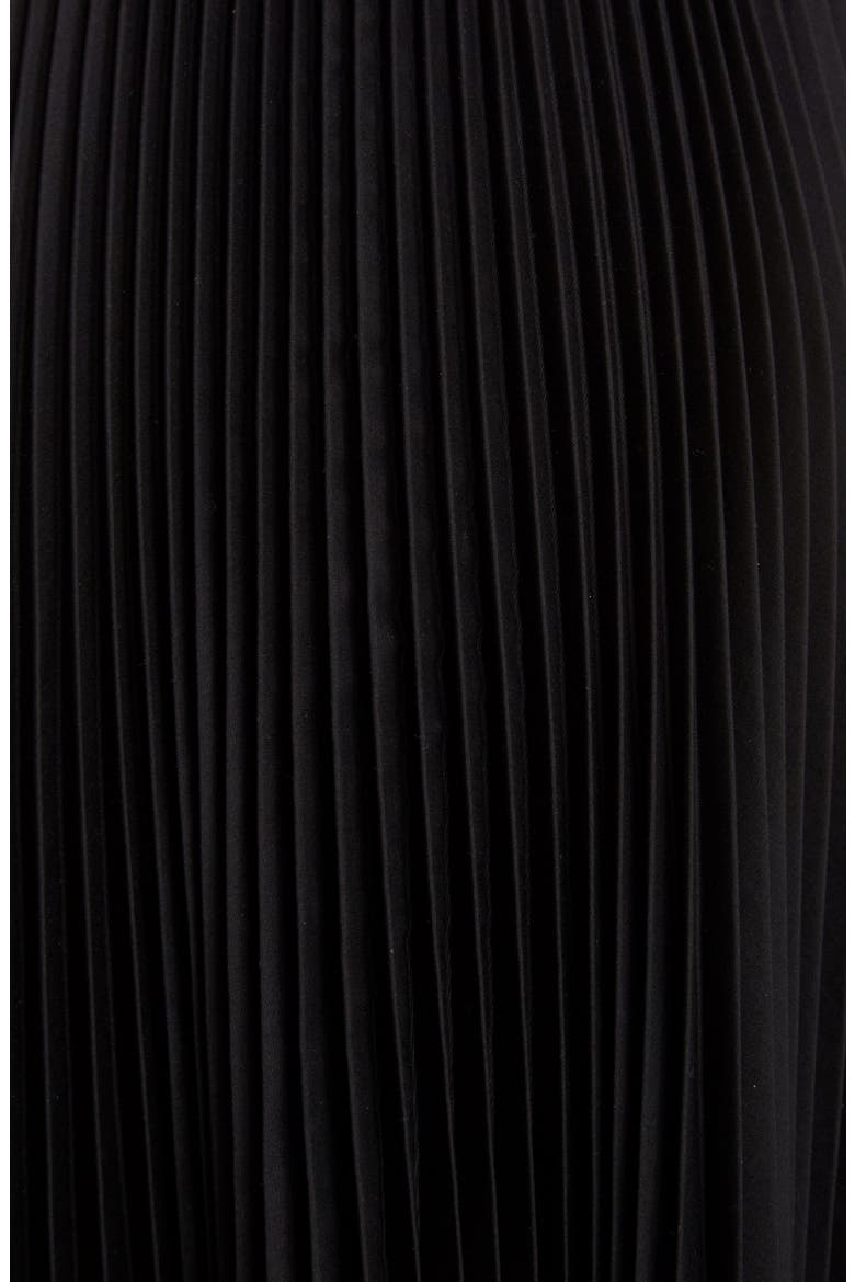 Leather Band Asymmetrical Pleated Midi Skirt, Alternate, color, BLACK/ TAN