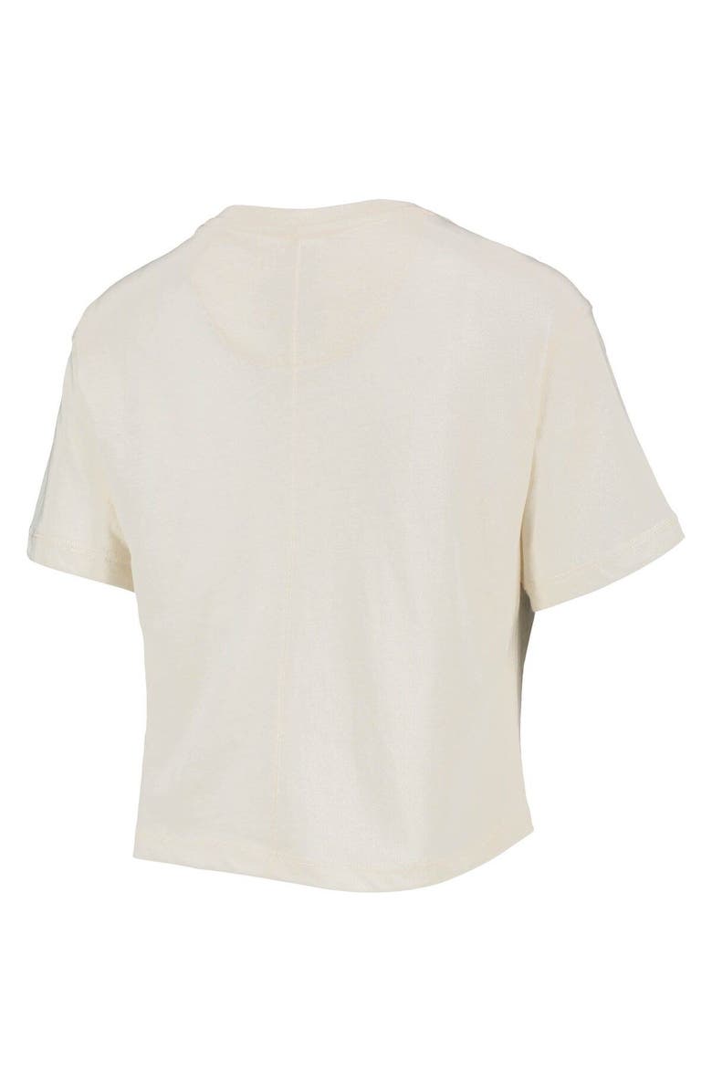 PRESSBOX Women's Pressbox Cream Indiana Hoosiers Taylor Animal Print Cropped T-Shirt, Alternate, color, 