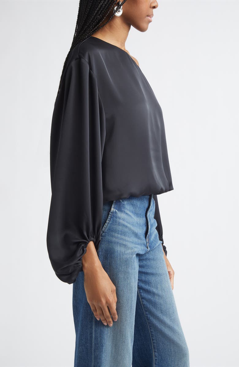 Ramy Brook Marley One Shoulder Long Sleeve Shirt, Alternate, color, Black