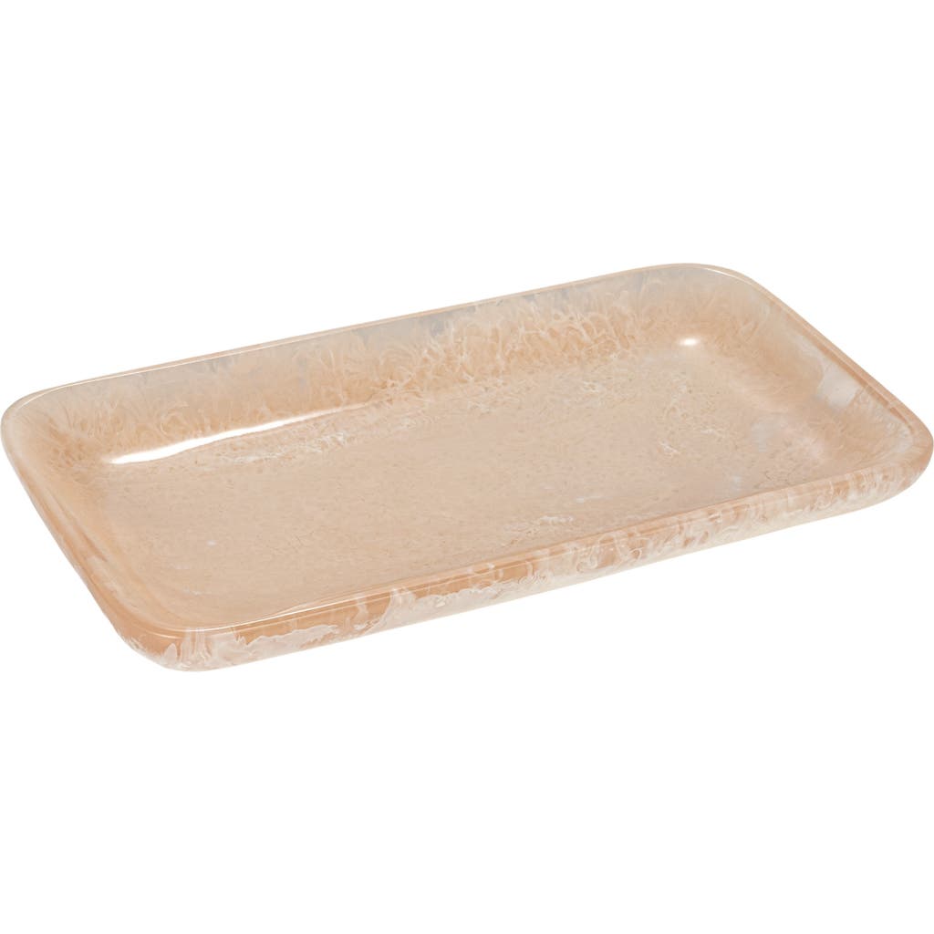 Storied Home Matte Marbled Resin Tray In Pink
