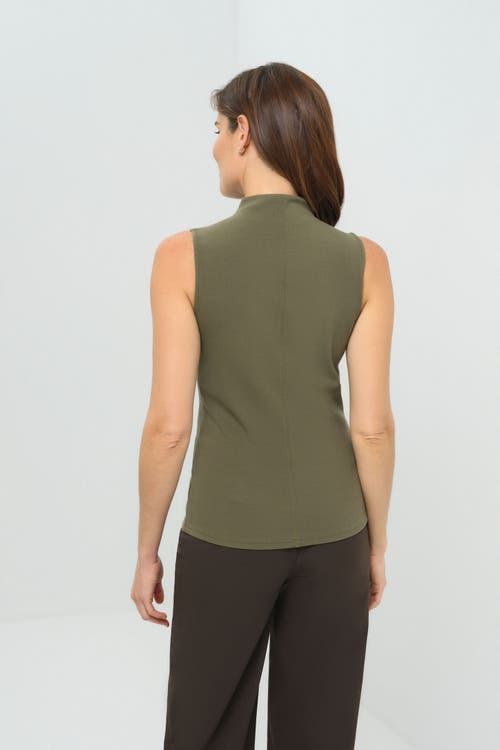 Anatomie Siobhan Sleeveless High Neck Pima Rib Top In Green
