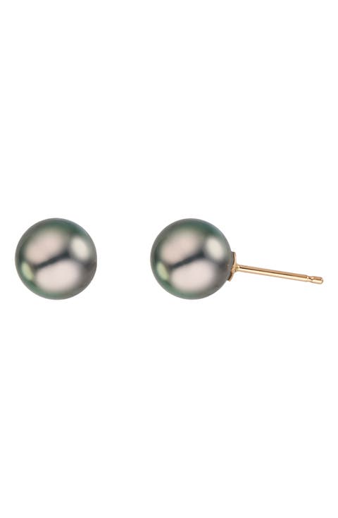 Tahitian Pearl Stud Earrings, 9-10mm