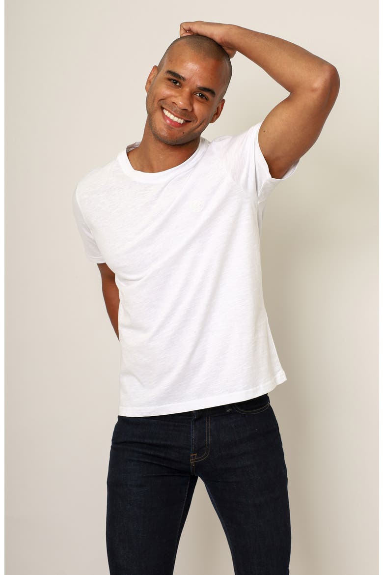 Cayanne Crewneck Cotton T-Shirt, Alternate, color, WHITE