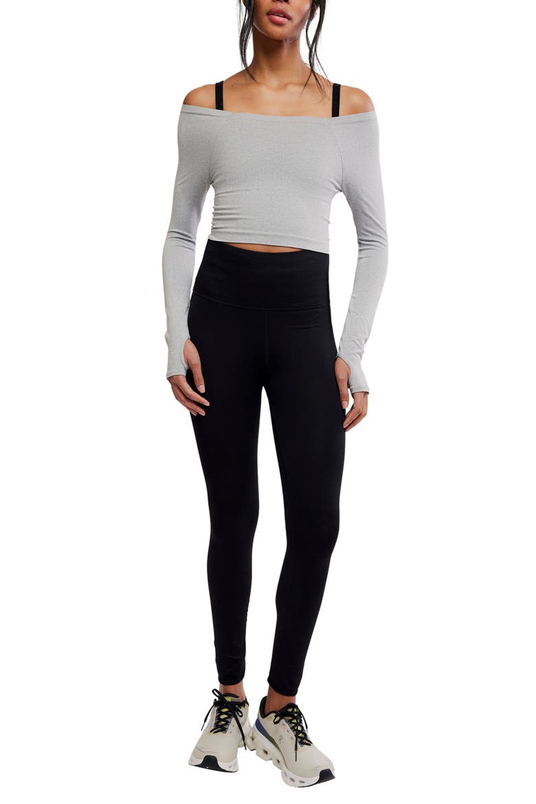 High Plank Crop Top, Alternate, color, HEATHER GREY