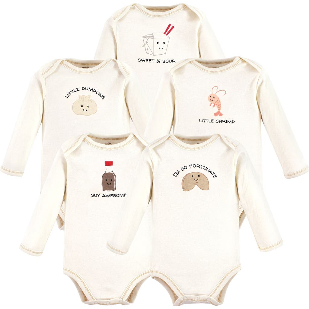 Touched By Nature Organic Cotton Long-sleeve Bodysuits In Gold