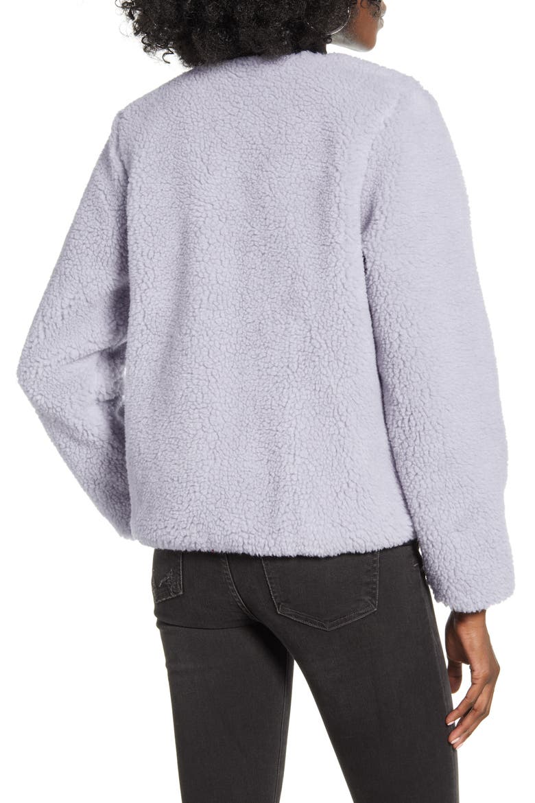Misty Fog Faux Shearling Bomber Jacket, Alternate, color, LILAC GREY