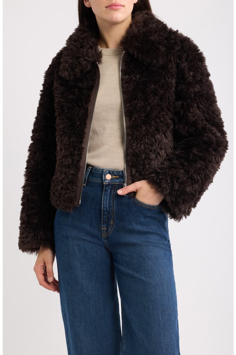 Faux Fur Jacket, Main, color, DK BROWN