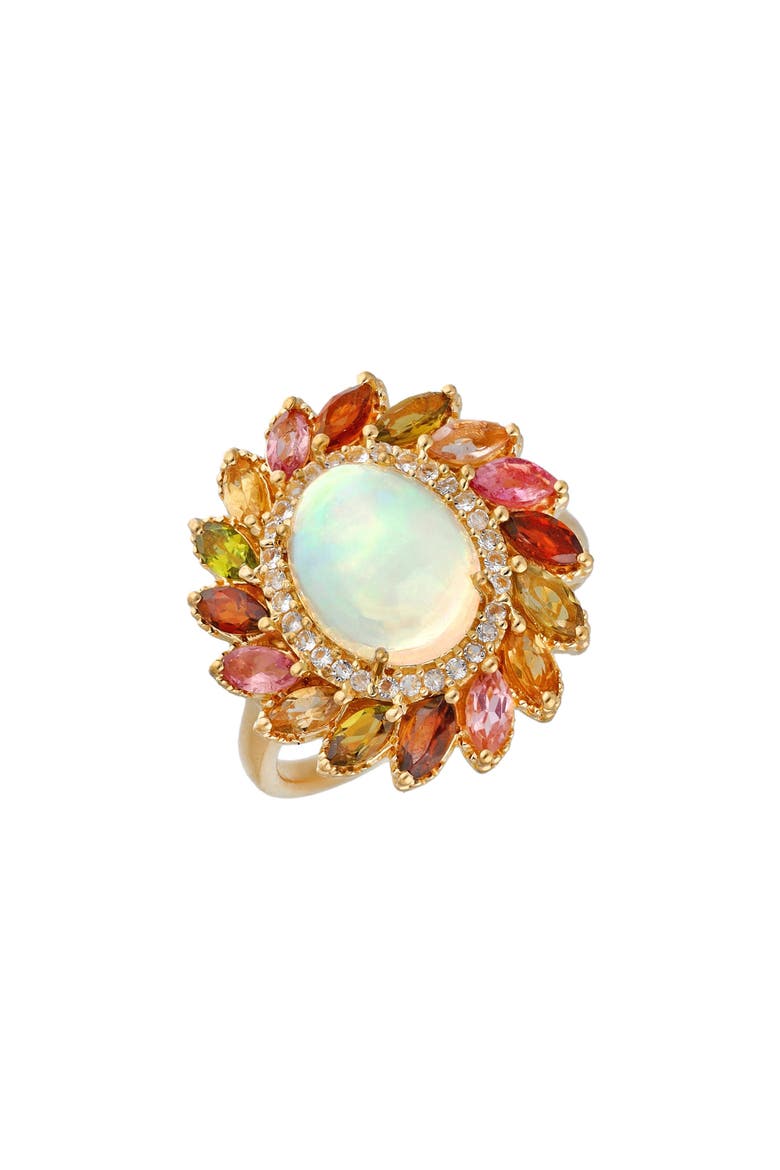 Ethiopian Opal Oval Halo Ring, Main, color, OPAL MULTI