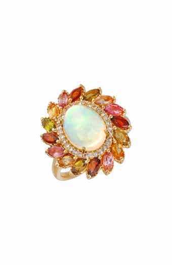 Ethiopian Opal Oval Halo Ring