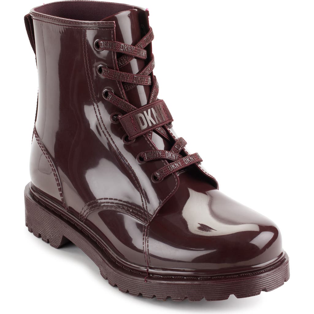 Dkny Tilly Lace-up Rain Boot In Burgundy