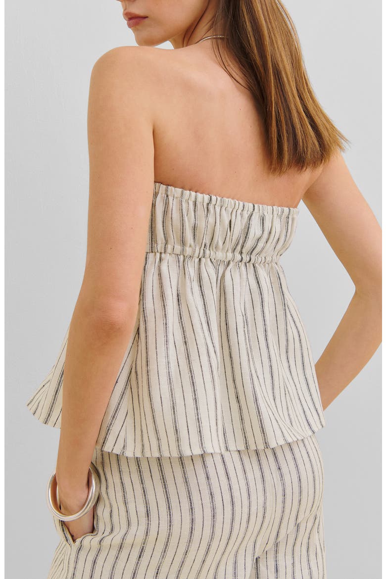 Inez Ticking Stripe Strapless Linen Top, Alternate, color, ELSIE STRIPE