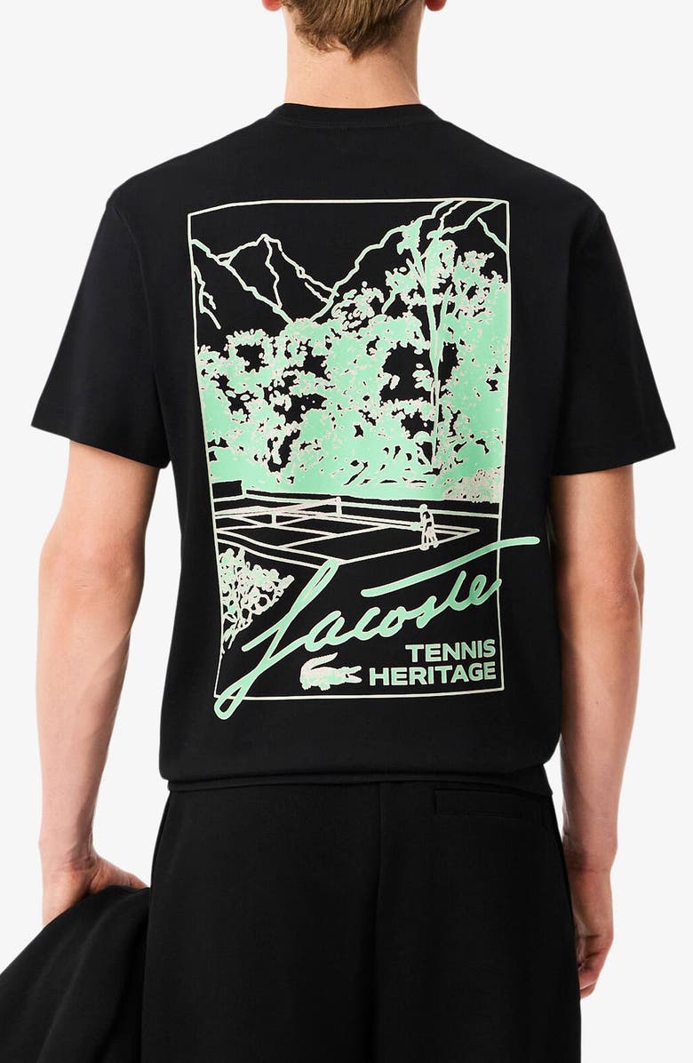 Lacoste Classic Fit Cotton Graphic T-Shirt, Alternate, color, Black