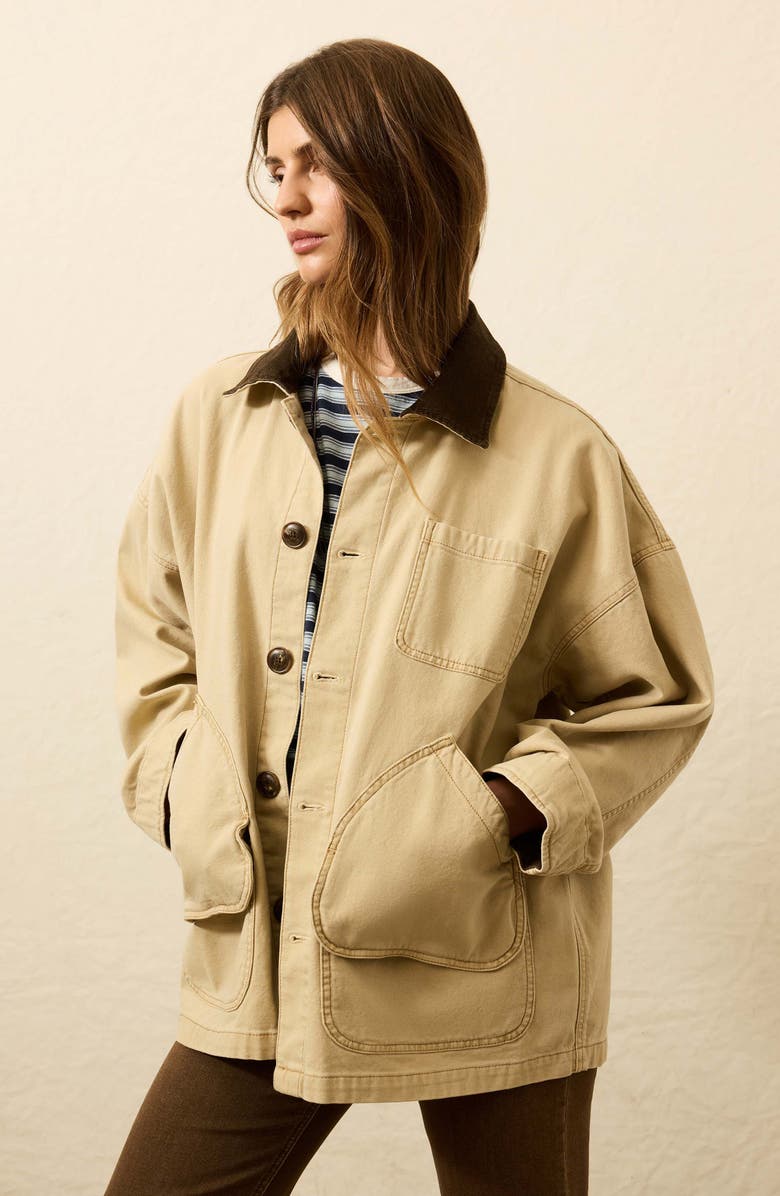 Faherty Sunwashed Canvas Barn Jacket, Alternate, color, Sandy Khaki