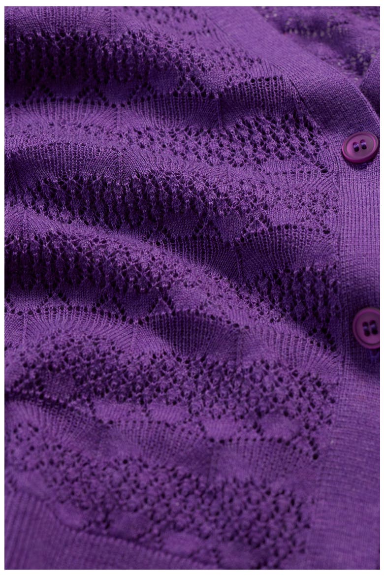 Sweet Day Pointelle Organic Cotton Cardigan, Alternate, color, KNIT MELANGE PANSY