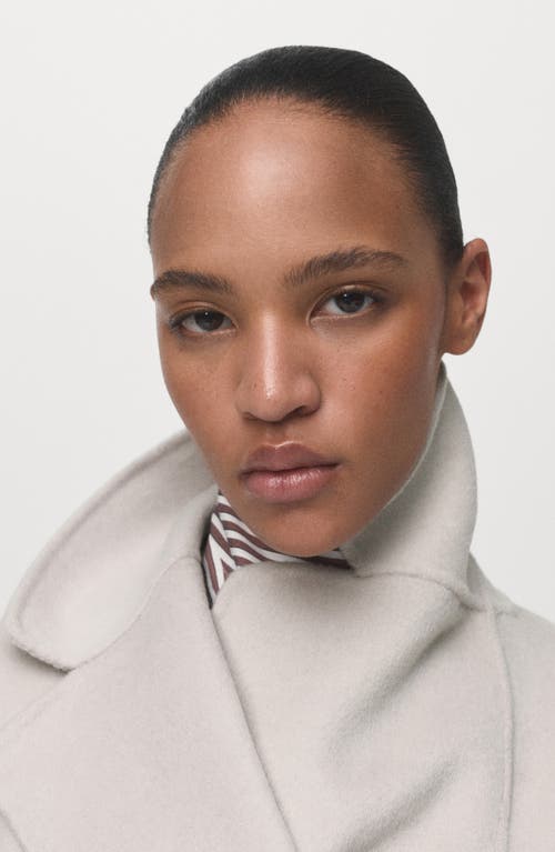 Mango Wool Blend Wrap Coat In Gray
