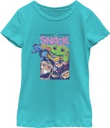 Star Wars: The Mandalorian and Grogu Girls Star Wars The Mandalorian and Grogu Protect Attack Snack Collage T Shirt